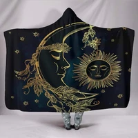 hooded blanket sun moon meditation chakra meditation artistic le soleil sun face golden tarot astrology colorful throw