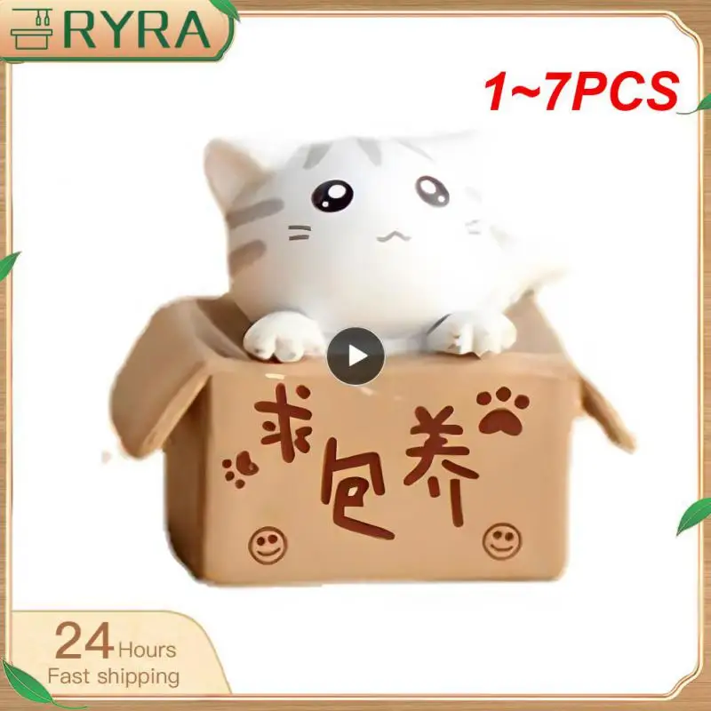 

1~7PCS Kawaii Mini Cat Ornament Garden kitten statue Gift For Kids Children Baby Room Decoration Toy Miniature Figurines Home