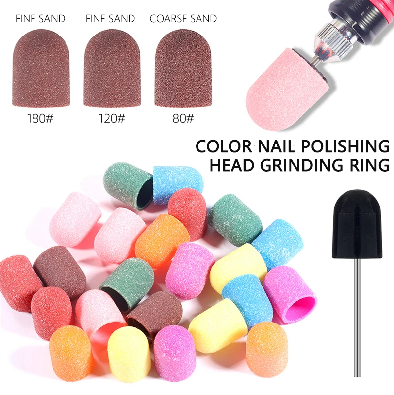 

10PCS/Set Nail Sanding Caps With Rubber Gel Remover Ceramic Nail Drill Bit Pedicure Manicure Milling Cutters Nail Drill Tool