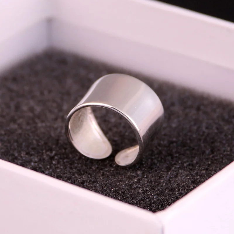 

Vintage Silver Color Big Smooth Rings For Women Open Finger Rings Girls Christmas Gifts