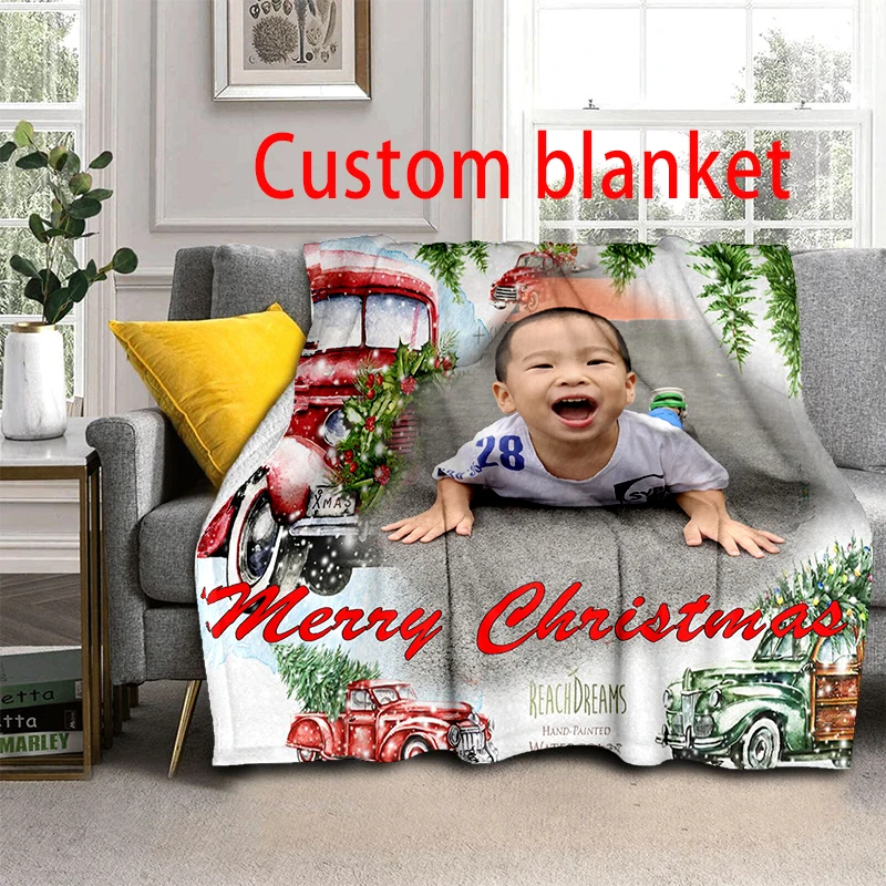 

Custom Flannel Throw Blanket Personalized Photo Fleece Blankets for Sofa Gift Customized DIY Print on Demand Dropshipping