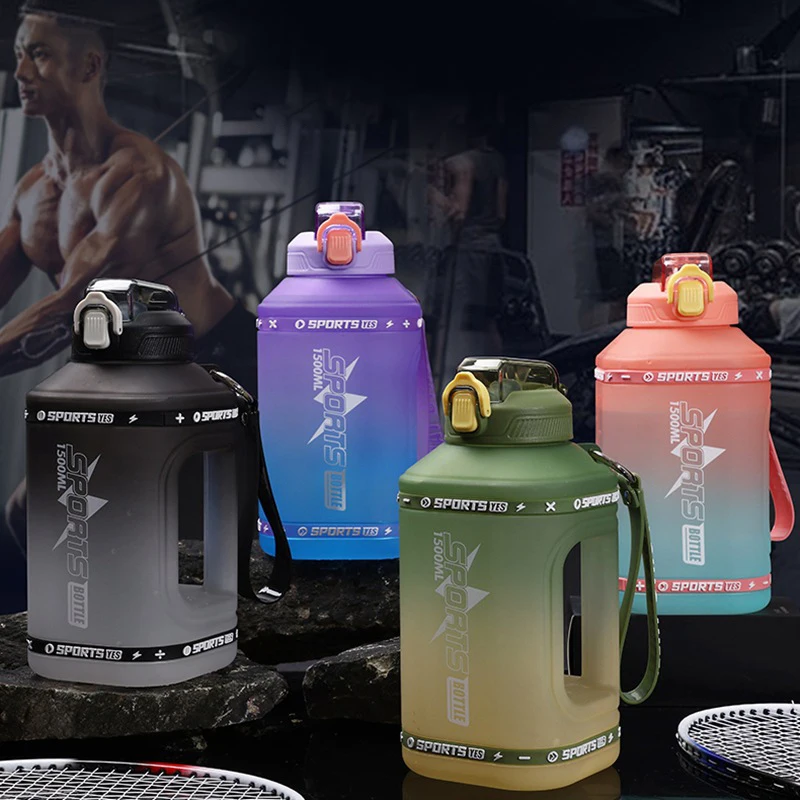 

Спортивная бутылка для воды, 1,5 литров, бутылка для воды из Силиконовой соломы, 2,3 литров, большие бутылки, портативная бутылка для путешествий, спортивная чашка для фитнеса