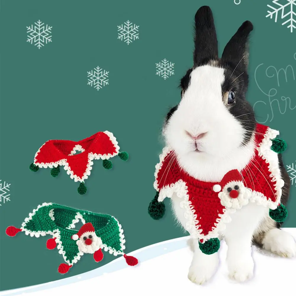 

2023 Christmas Pet Rabbit Collar Dog Cat Knitted Scarf Pet Costume Bandana Bib Scarf For Christmas Decoration