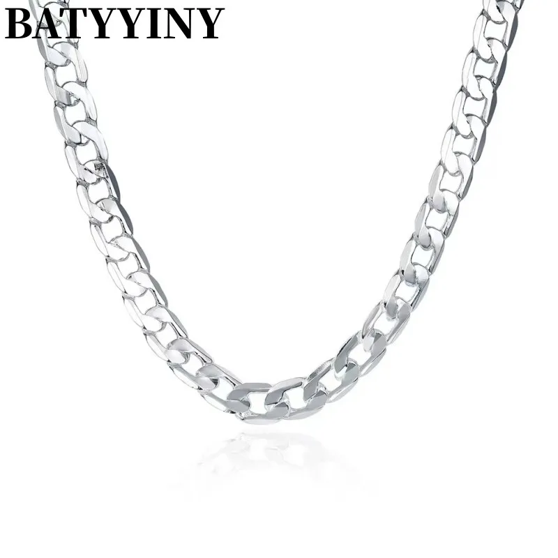 

BATYYINY Men 925 Sterling Silver Necklace For Men's 20/24 Inches Classic 10MM Chain Luxury Jewelry Wedding Christmas Gifts