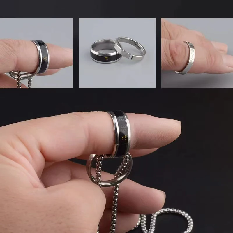 Titanium Steel Colorless Double Ring Necklace for Men and Women Street Hip Hop Ring Pendant Versatile Accessories