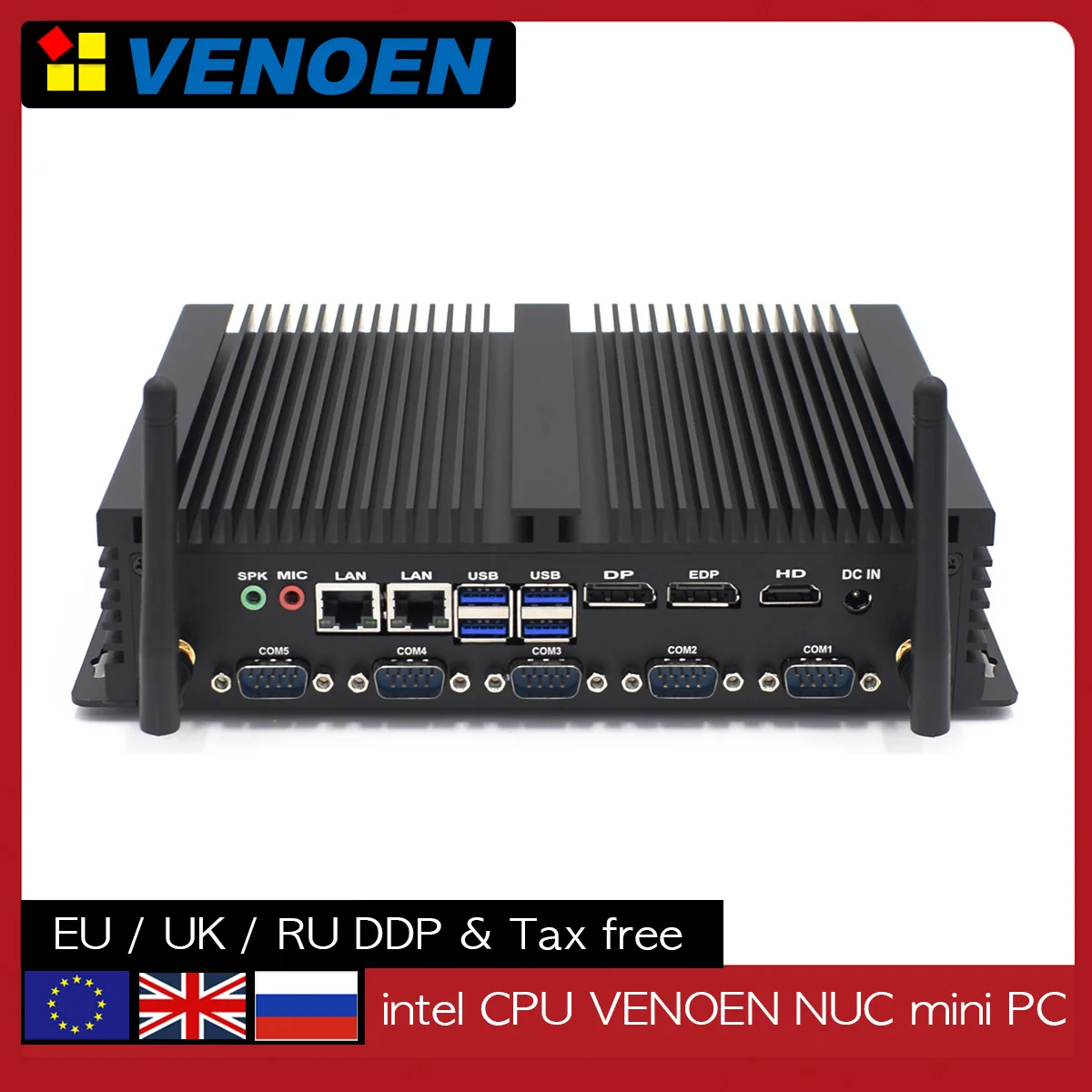 Мини-ПК 8-го поколения Intel Core i5 8250U i7 8550U 3 * Storage RS232/485 COM LPT HDMI DP EDP промышленный