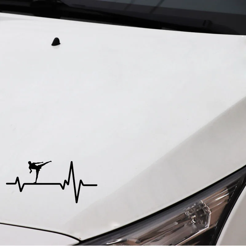 

Fashion Kickboxing Glove Man Heartbeat Vinyl Black/Silver Car Sticker 16.8CM*7.8CM
