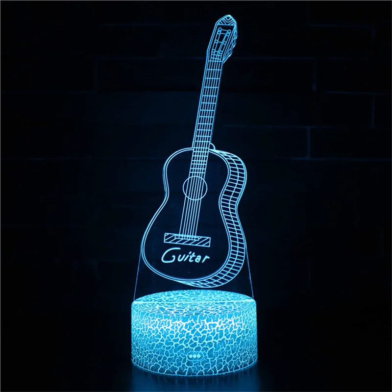 Guitar Violin 3D Illusion Table Lamp LED Night Light Bedroom Decor 16 Color Change with Remote Gift Toys for Boys Girls Children | Освещение