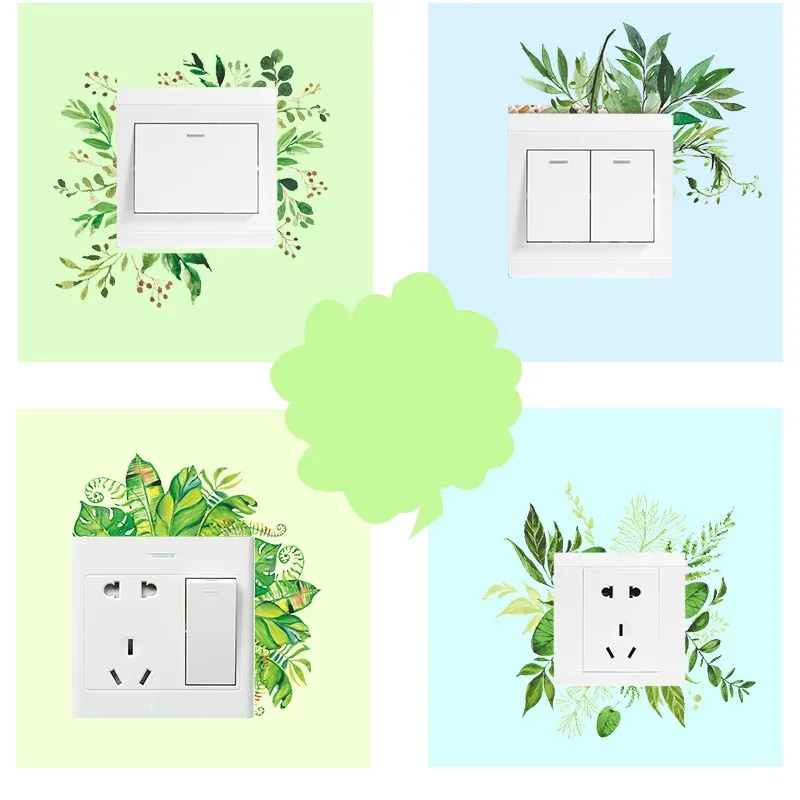 Самоклеящаяся наклейка с зелеными листьями для оформления комнаты |