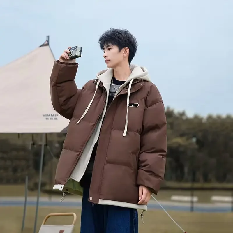 Мужское хлопковое пальто из двух предметов куртка с капюшоном утепленная