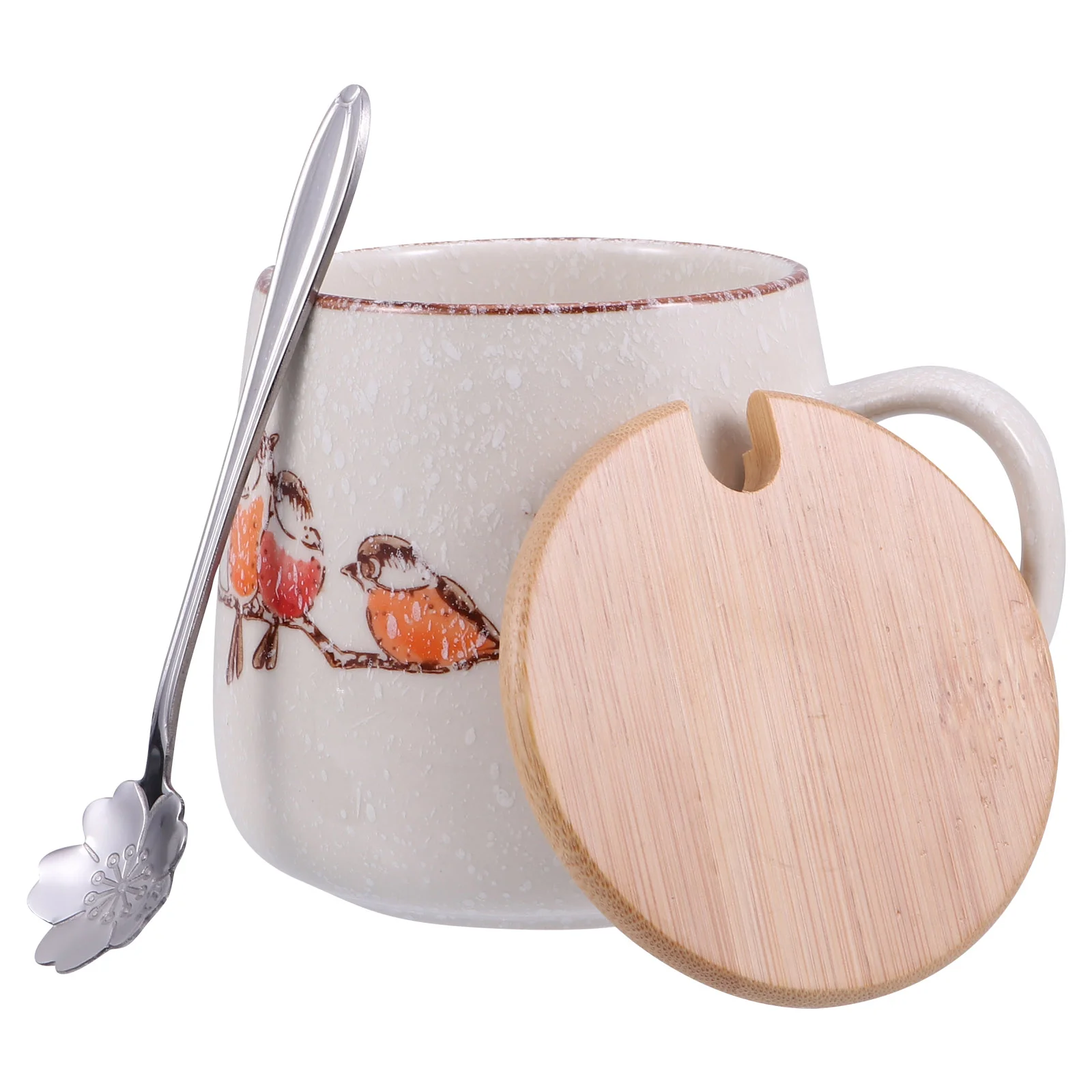 

Chinese Ceramics Coffee Mug with Lid Spoon Porcelain Drinking Mug Gift Set Chinese Pattern Design for Breakfast Coffee Tea Cup