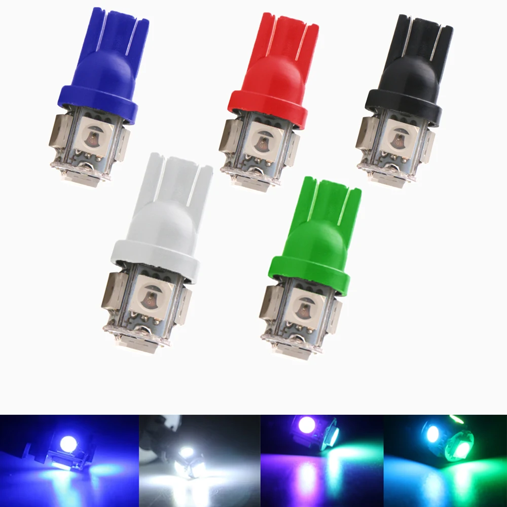 Фото 10 шт. T10 W5W 158 192 192 194 168 5050 SMD 5 светодиодный автомобильный клиновой боковой фонарь внутренняя лампа для чтения купола освещение багажника номерного знака 12 В 24 В №1