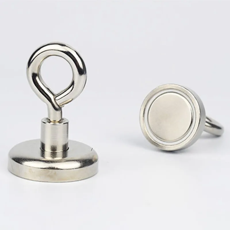 Сильный магнитный крючок Неодимовый магнит Спасательный магнит для глубоководной рыбалки с кольцом Круглый мощный поисковик.