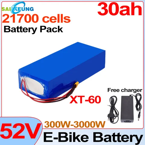 Аккумулятор для электрического велосипеда, 21700 ячеек, 52 в, 350 Вт, 500 Вт, 750 Вт, 2000 Вт
