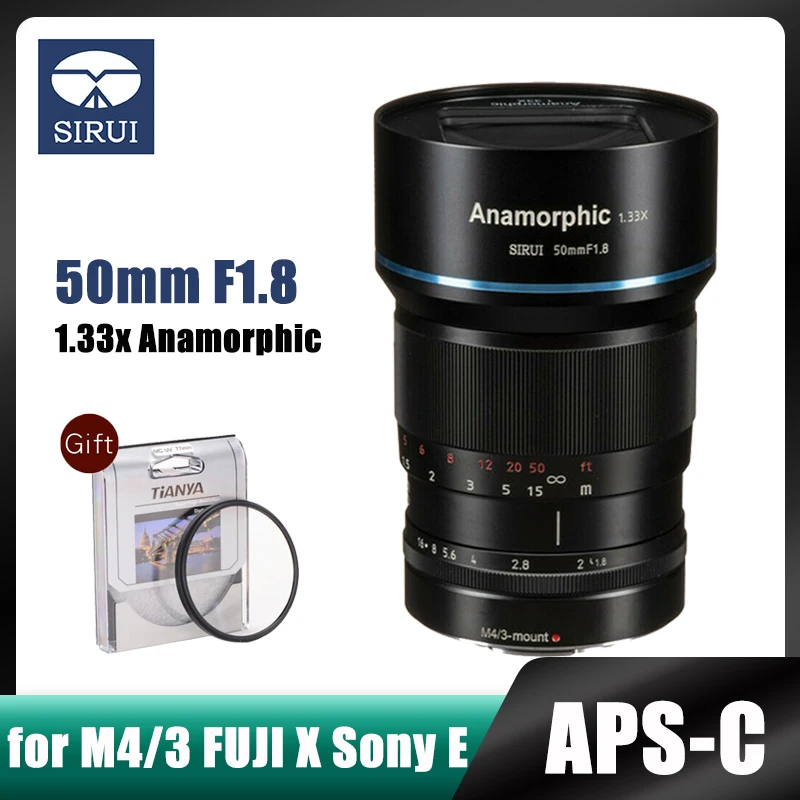 SIRUI 50mm F1.8 1.33x Anamorphic APS-C Video Lens for Olympus...