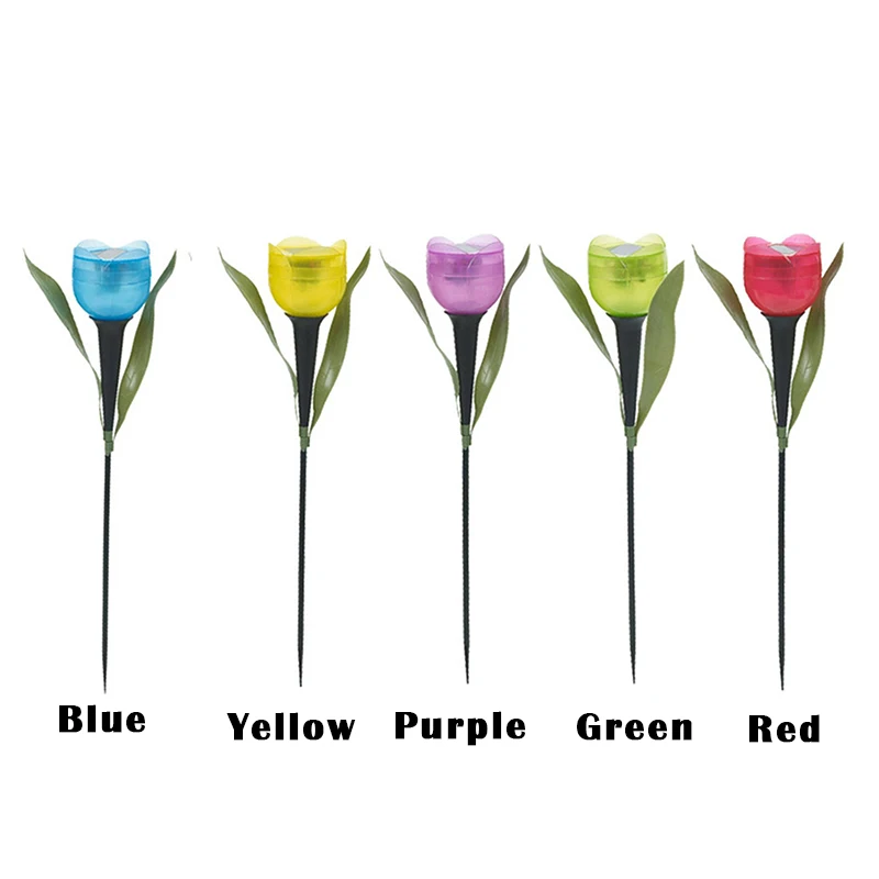 

1Pcs Garden Tulip Flower Shape LED Solar Powered Waterproof Tube Lawn Lights Standing Decor for Yard Outdoor Party garden