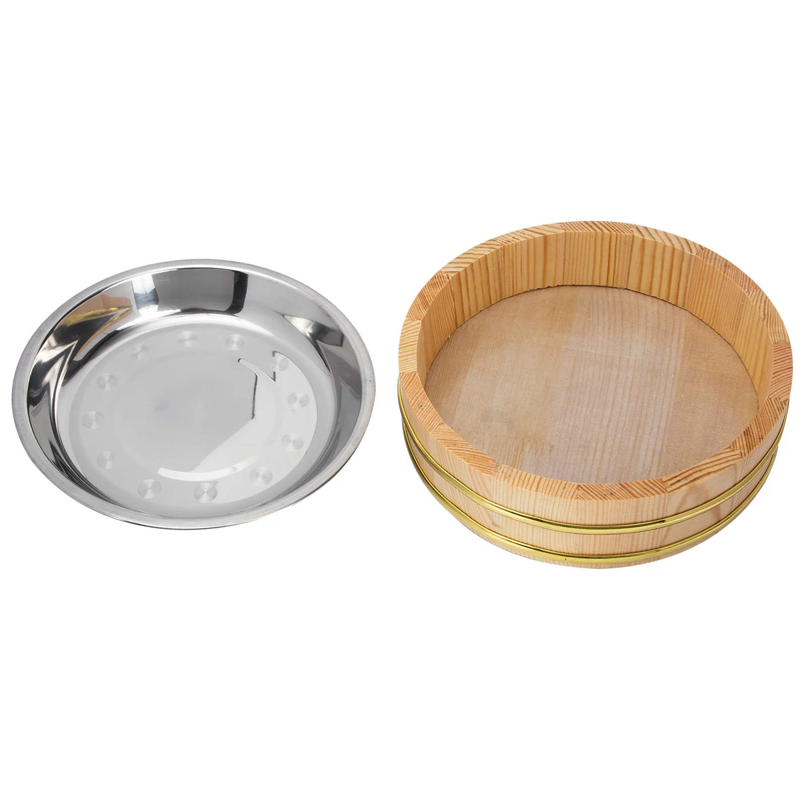 

Rice Sushi Tub Bowl Bucket Mixing Oke Wood Serving Wooden Plate Steamed Japanese Holder Hangiri Roundbasket Making Platter