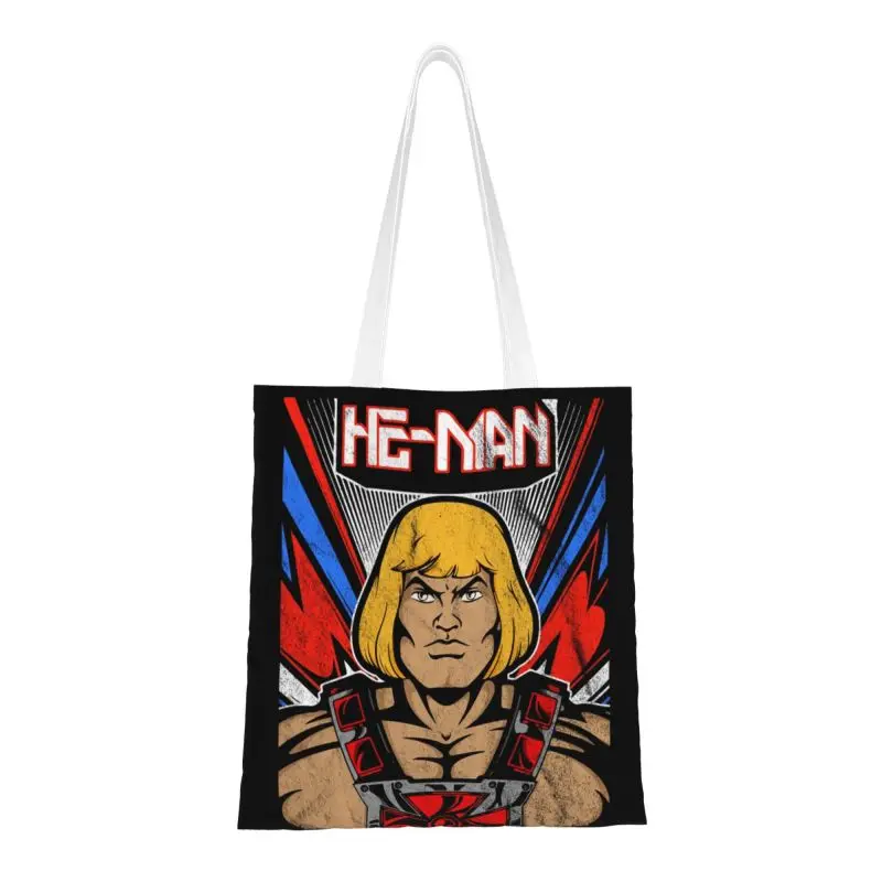 

Fashion Printing He-Man Eternia Tote Shopping Bag Washable Canvas Shopper Shoulder Fantasy Film Masters of the Universe Handbag