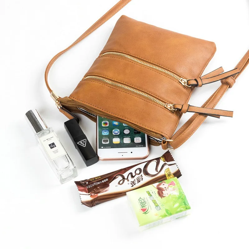 Многослойная женская сумка через плечо из искусственной кожи