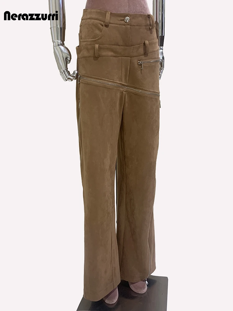 Женские замшевые эластичные брюки