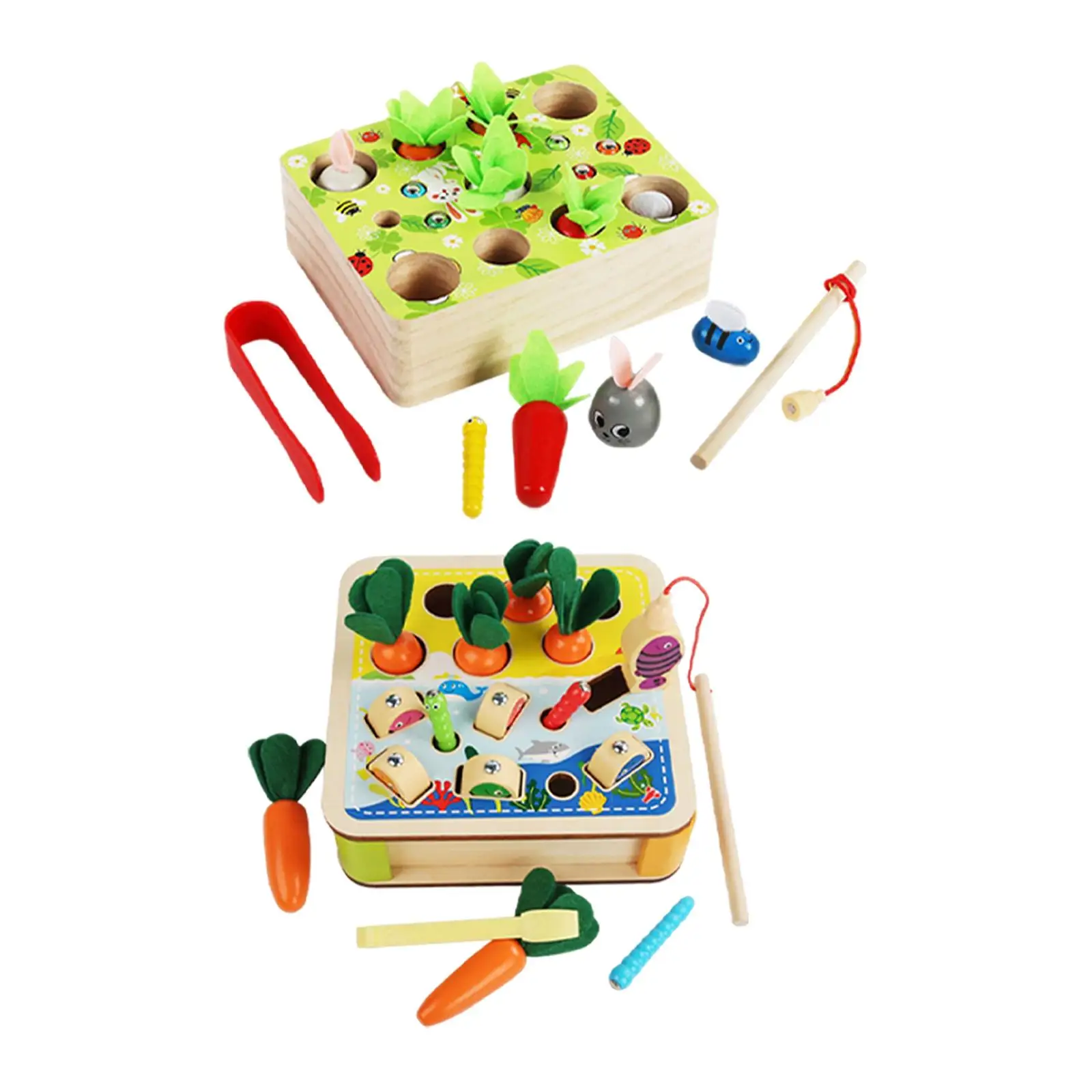 

Pulling Carrot Toy Parent Child Interactive Fine Motor Skill Early Educational Toys Counting Fishing Game for 3 4 5 6 Gifts