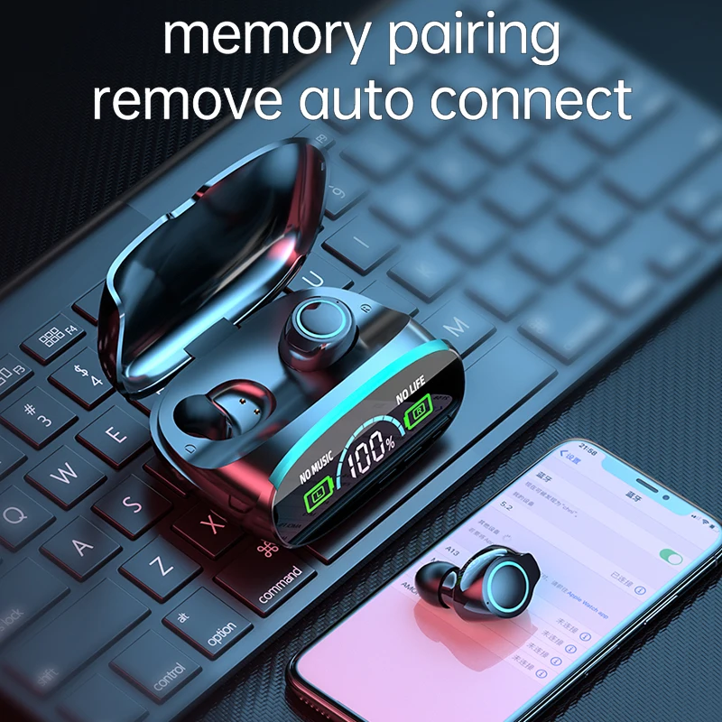 

Power Display Earphones Mini Earbuds Touch Control Wireless Headphones Noise Reduction Headset