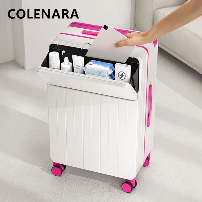 COLENARA Высококачественный чемодан с зарядкой через USB, чехол для посадки, 20 дюймов, 22 дюйма, 24 дюйма, 26 дюймов, с передним отверстием, чемодан на тележке для ноутбука, чемодан для багажа в салоне (art.: 3920d208ff445) - 3920d208ff445