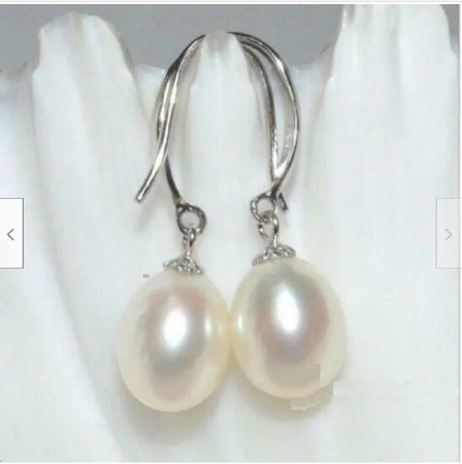 

Серьги из белого жемчуга 9 х11 мм AAA Nanhai, Платиновые
