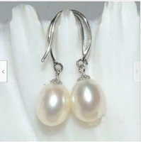 natural 9x11mm aaa nanhai white pearl earrings platinum