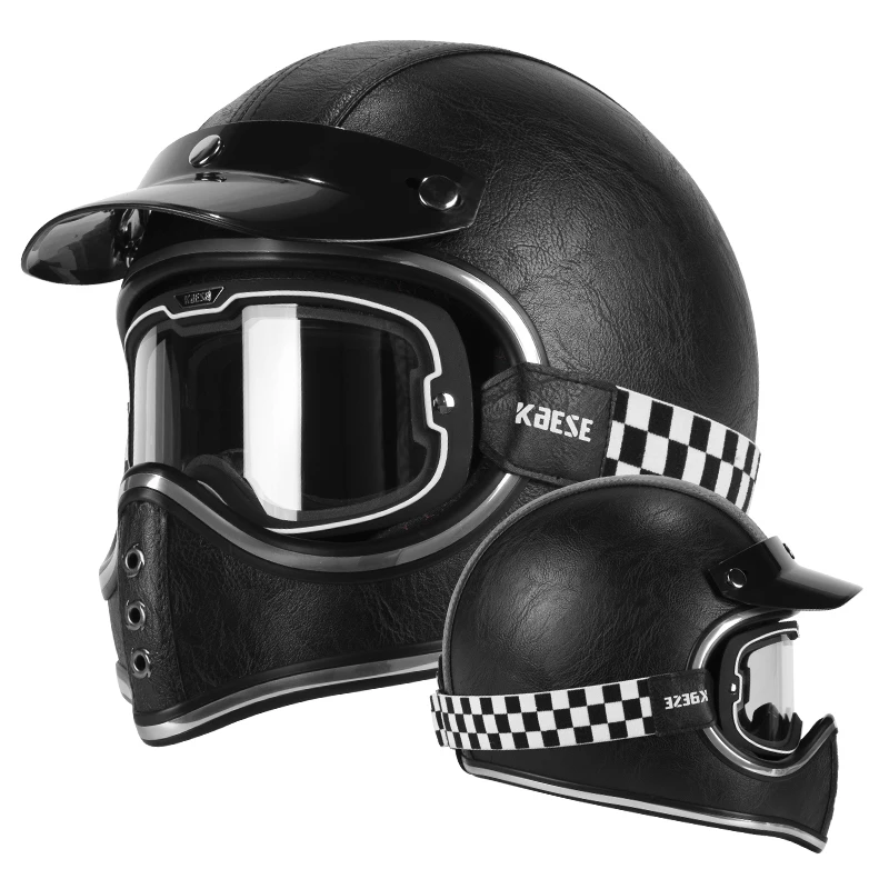 

Красный винтажный кожаный шлем из стекловолокна, высокоскоростной мотоциклетный шлем в стиле круизера, подходит для винтажных мотоциклов