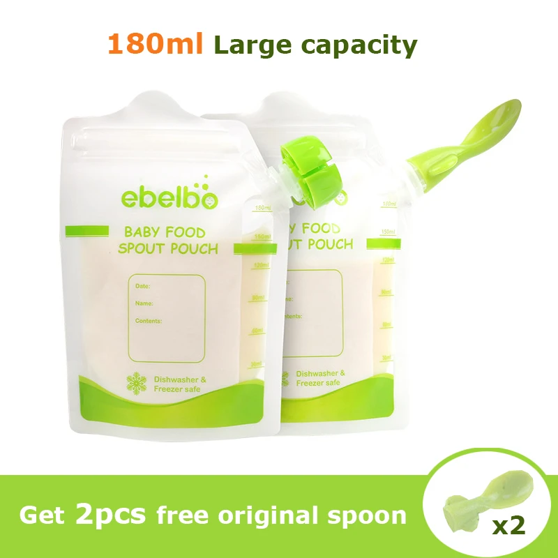 

10pcs /lot 180ml Reusable kids Food Pouch Baby Food Pouches easy clean food bag Double Zipper Organic Topper Organizer