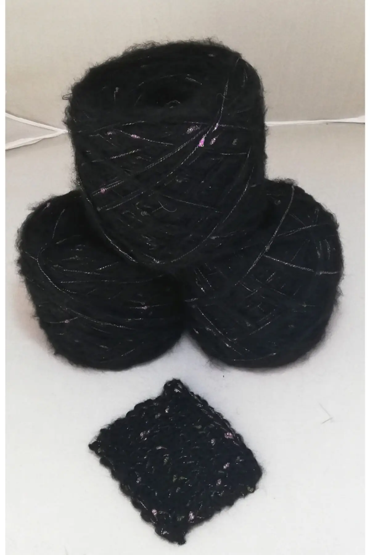 Thick black mohair in purple ROPE mix wool 250 g Knitting Yarn DIY Craft Yarn Hobby Yarn