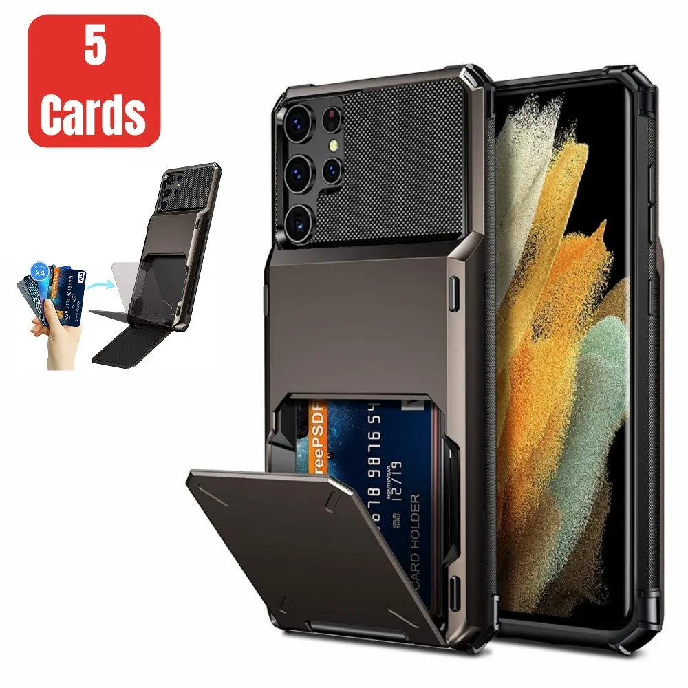 

samsung s23 ultra case Wallet 4-Card Slot Holder Case For Samsung S23 Ultra S22 S21 S20 Plus S23+ Flip Cover for Samsung S23