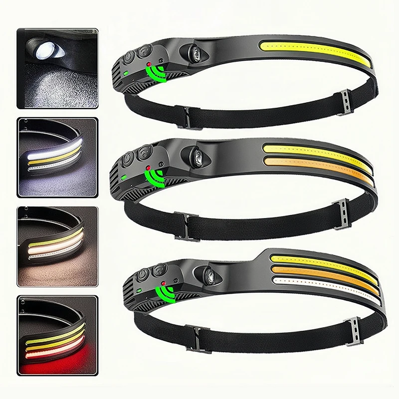 Induction Headlamp USB Rechargeable Head Torch LED Sensor He
