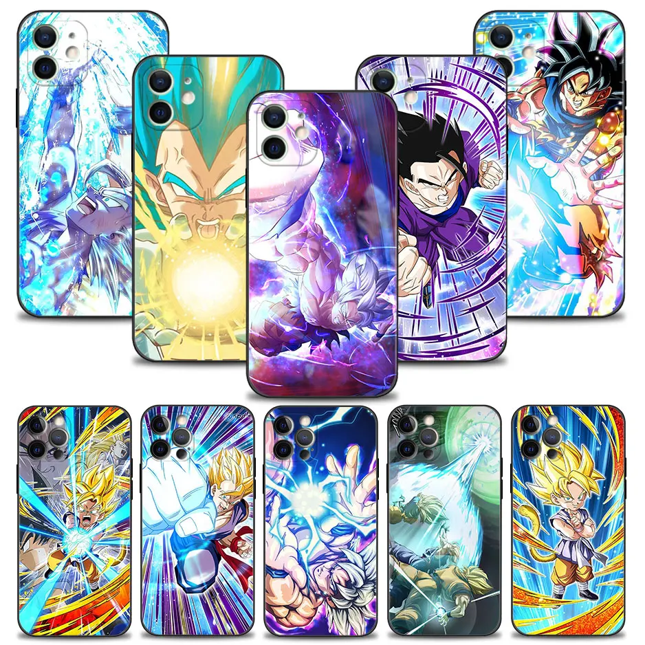 

Phone Case for iPhone 13 12 11 Pro Max XS XR X 8 7 6 6S Plus 13mini 12mini SE 5 14 Silicone Cover DBZ Goku GT Super Saiyan TUR