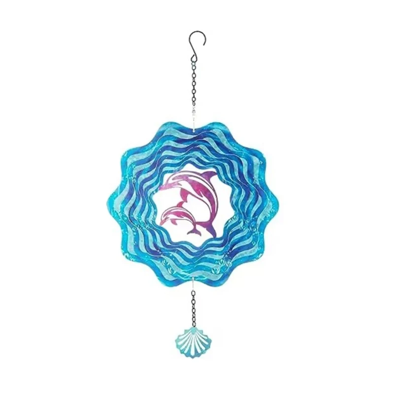 

Windmills Spinner Large 3D Dolphin Wind Spinner Easy Installation Indoor/Outdoor Wall Ornaments Seashells Pendant