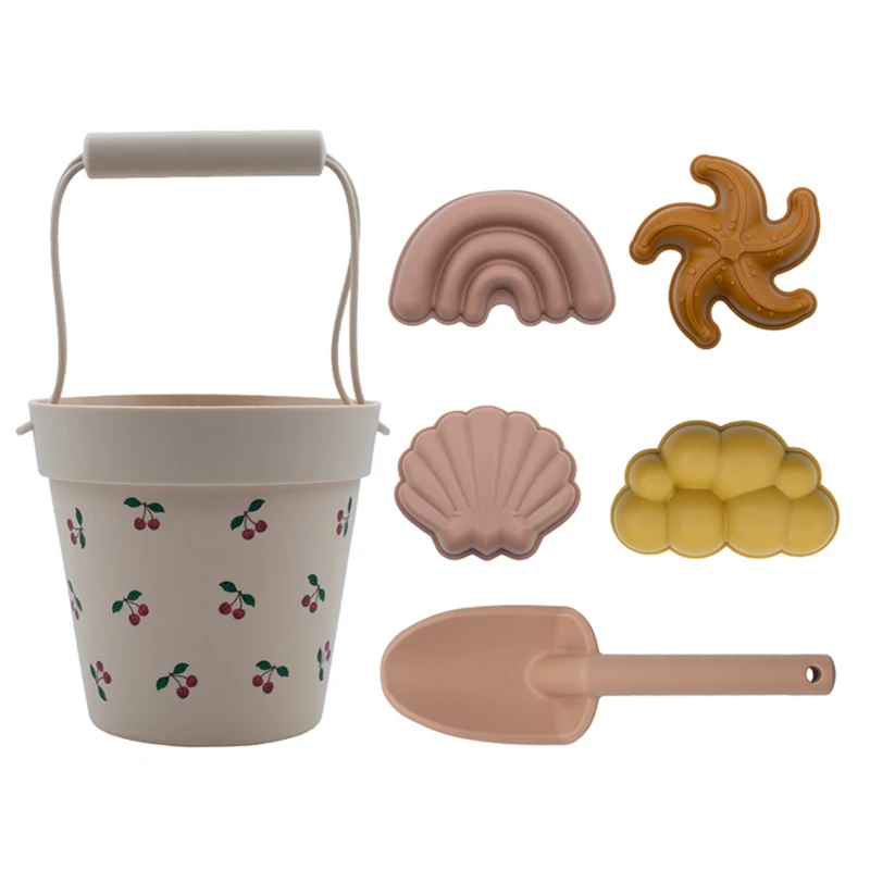 

Children Beach Toys Summer Silicone Sand Bucket Mold Game Toy Kit Large Kids Sandbox Set with Shovel Beach Water Play Tools