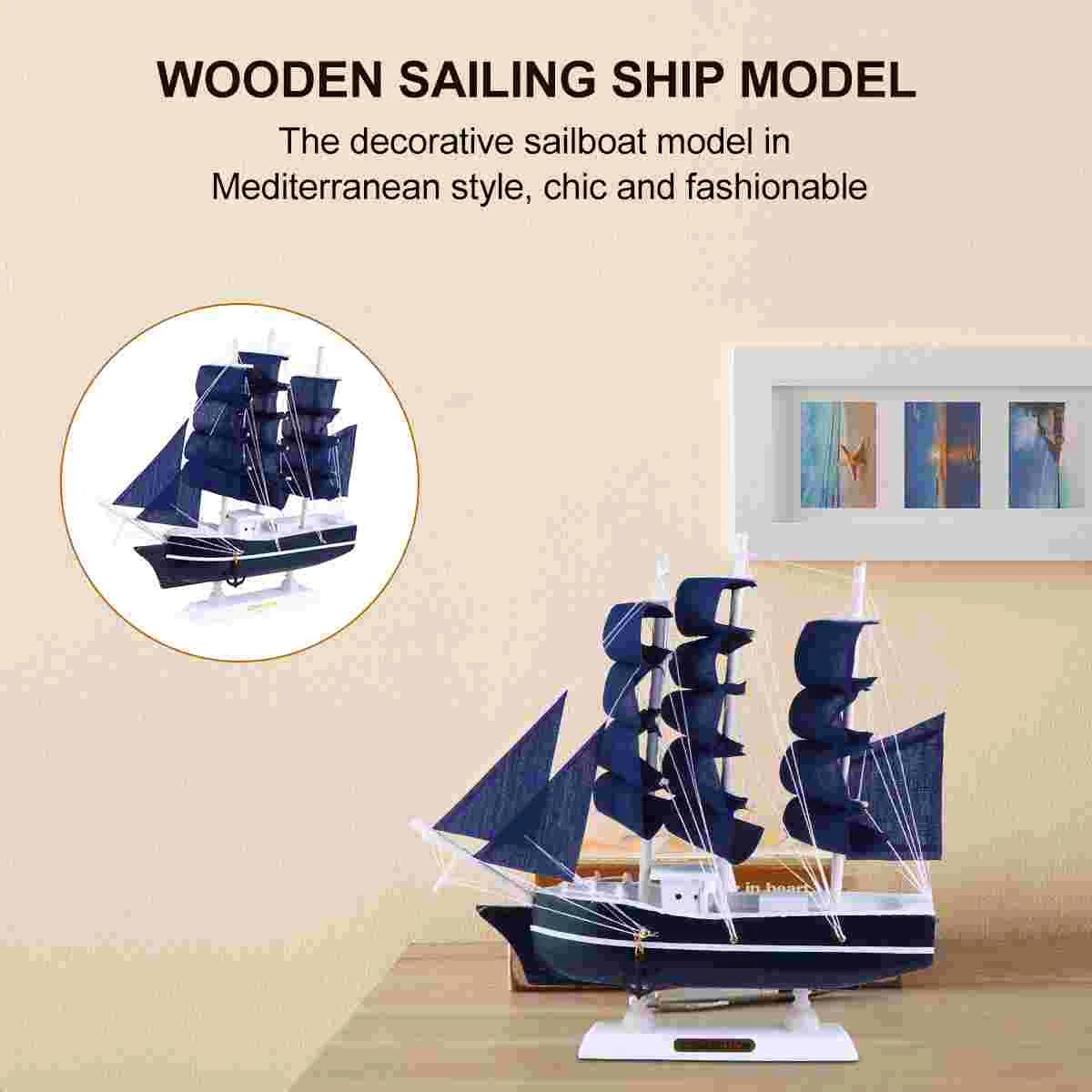 

Sailing Ship Model Decor Wooden Miniature Sailing Sailboat Model Vintage Nautical Sail Ship Marine Coastal Tabletop Ornament