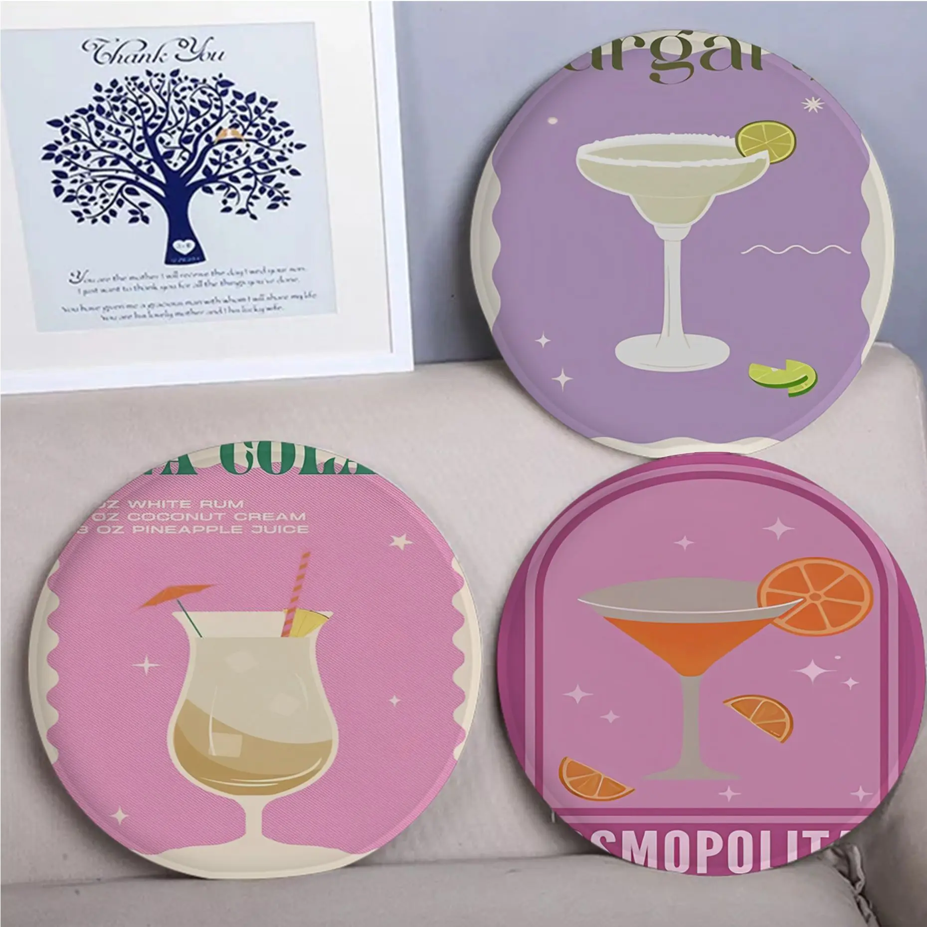 

Nordic Vintage Colorful Cocktail Cushion Mat Modern Minimalist Style Fabric Cushion Non-slip LivingTatami Stool Seat Mat