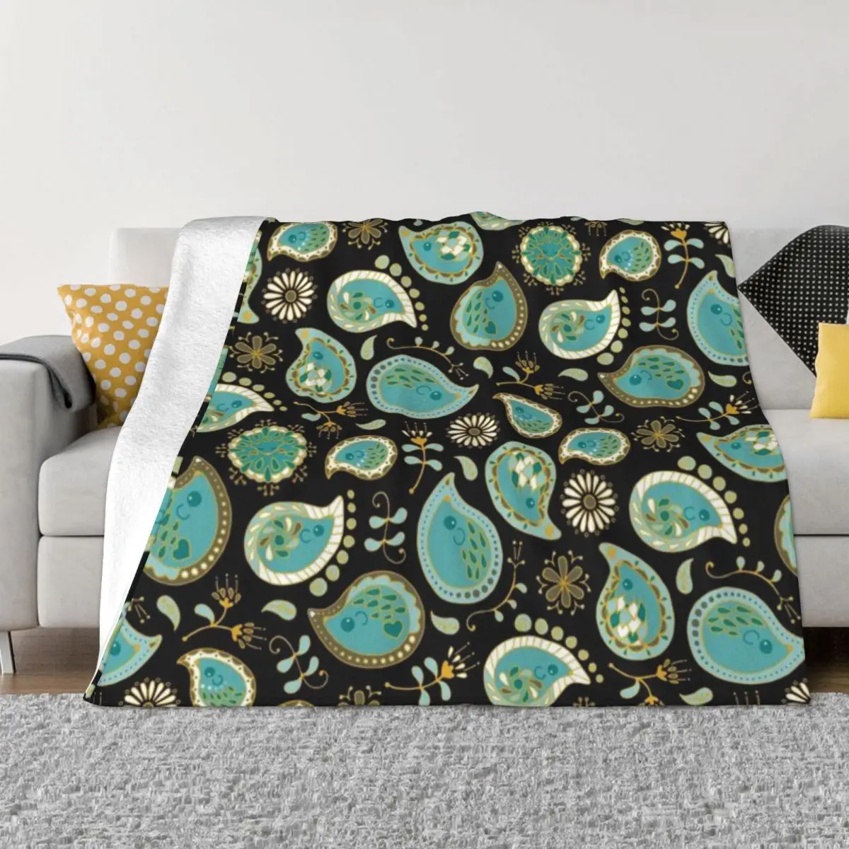 Ультрамягкое Флисовое одеяло с рисунком ежика Пейсли желтого цвета BgBlack