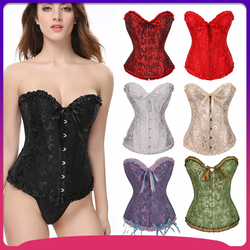 Sexy Lace Up Boned Gothic Corset Plus Size Body Shaper Clothing Women Steampunk Shapewear Bodysuit Waist Trainer Clothes Corsets