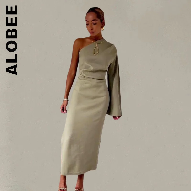 

Alobee Dress Long Sleeve Sexy Long Dress Fashion Bottoming Soft Outfits Slim Robe Tight Chic Inner Wear Female Dress Woman