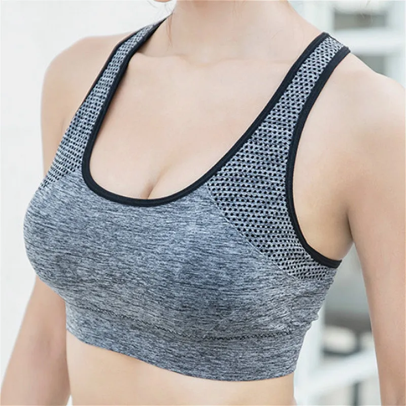 

Sports Bra Top Shockproof Fitness Gym Bra Removable Padded Yoga Bra Quick Dry Mesh Sports Bras for Women Wireless Push Up