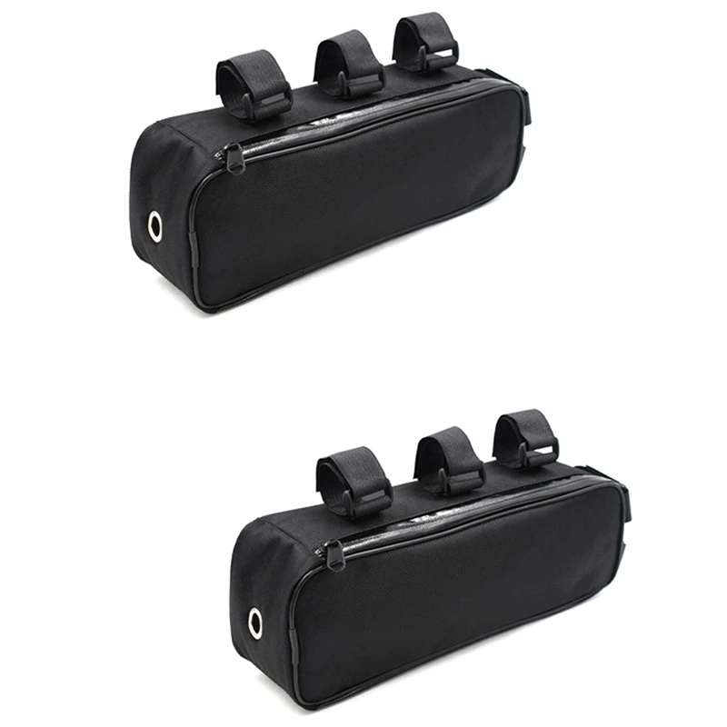 

2X Bicycle Beam Bag Battery Controller Hanging Fixed Tube Frame Bike Bag Li-Ion Storage Waterproof 32X9X10.5Cm Cycling