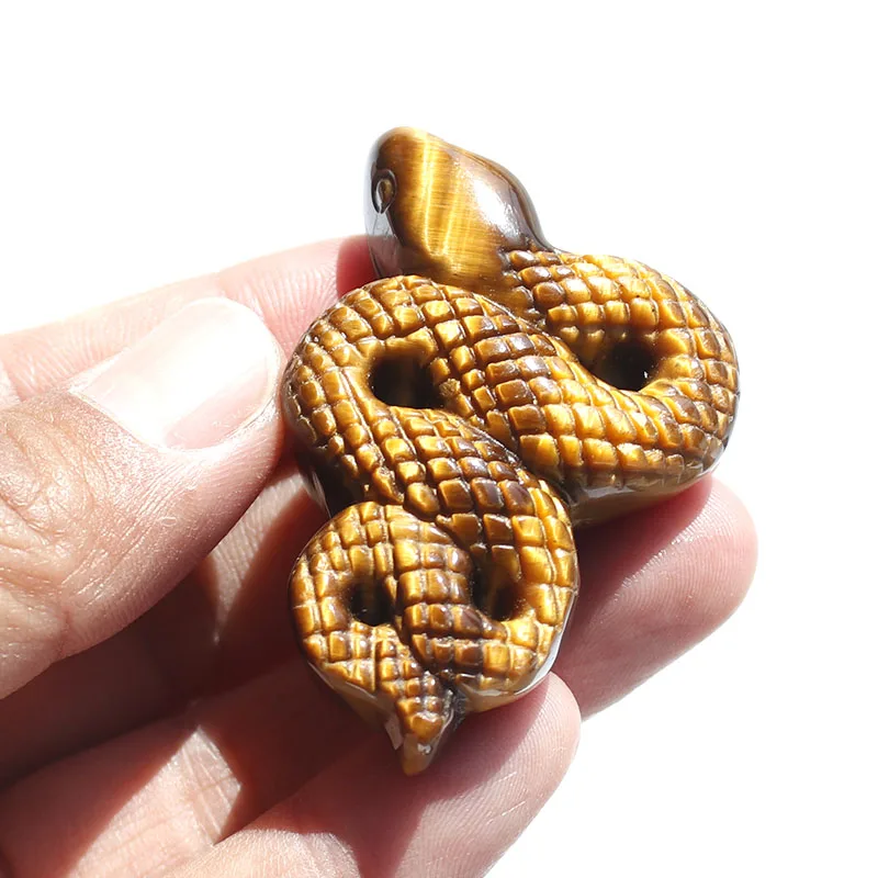 

1 Pcs 2 Inches Natural Tiger Eye Stone Snake Craft