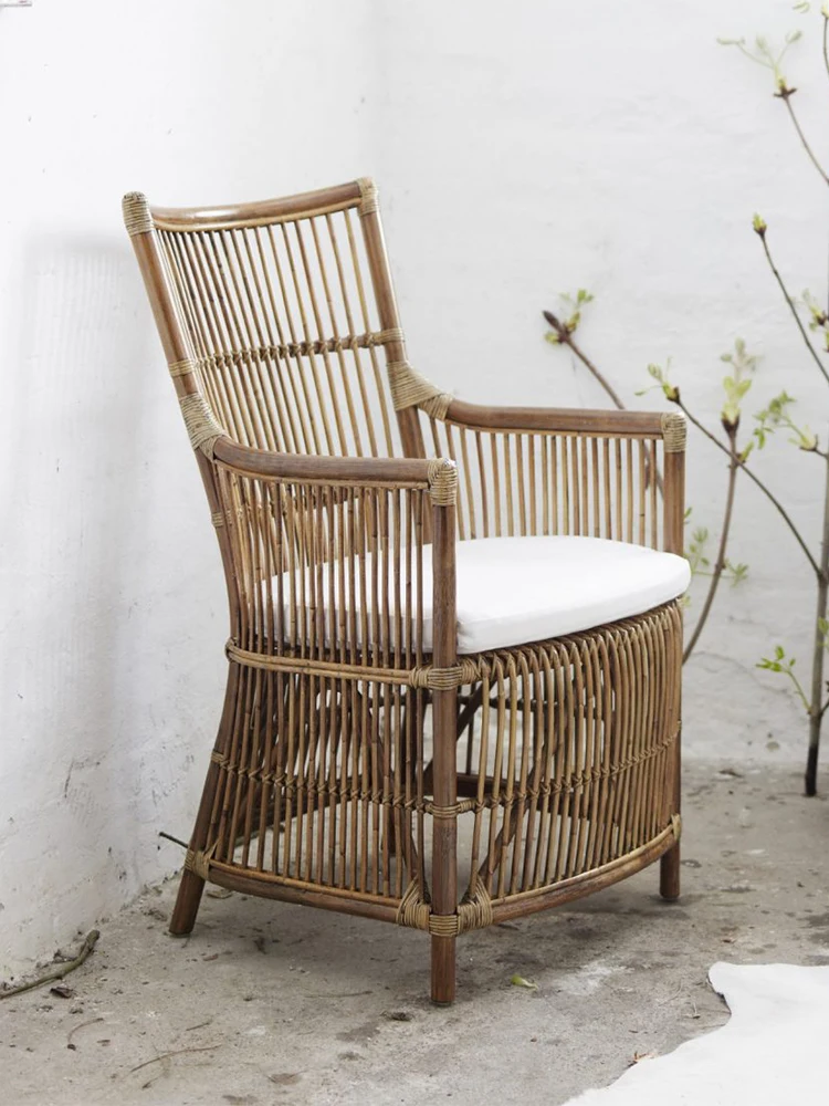 Indonesian Dining Chair Balcony Casual Rattan Chair Back Chair Ins Homestay Furniture Seat Home