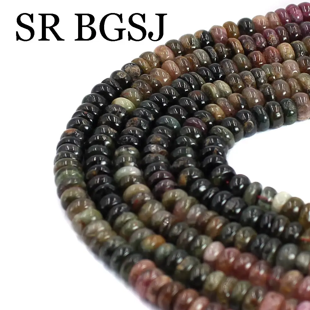

3x6mm Graduate Natural Genuine Stone Rondelle Tourmaline Spacer Beads Strand 15"