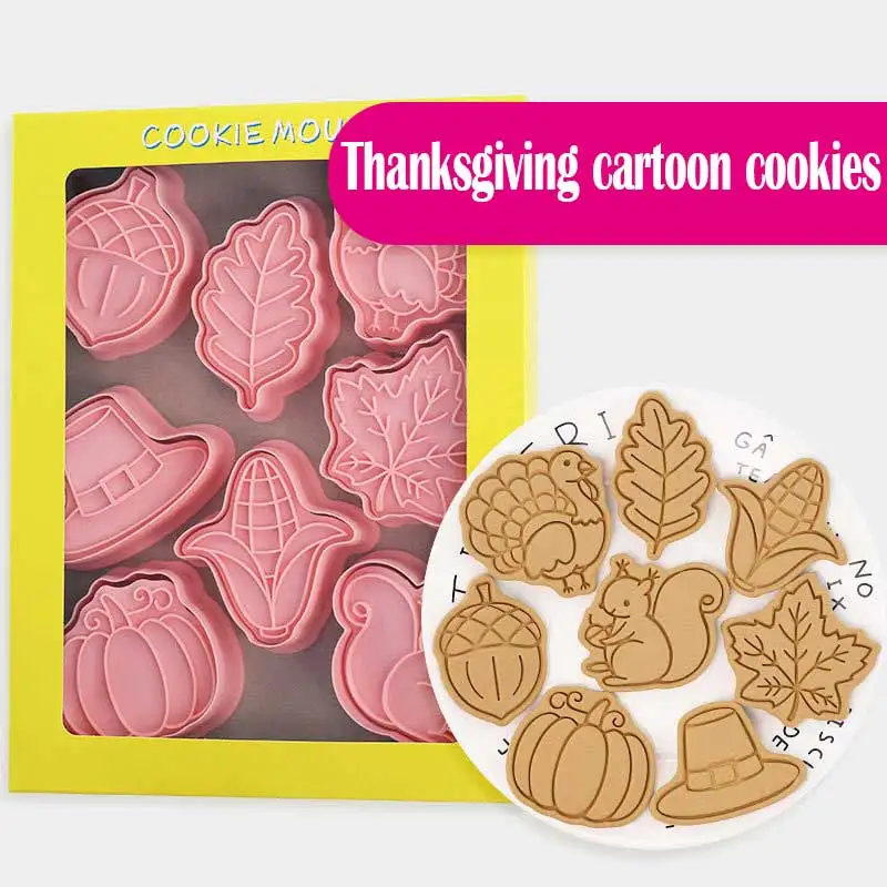 

Cookie Cutters Set Fall Theme Pumpkin Leaf Fondant Stamp Baking Pastry Bakeware Stamps for Cookies Embosser Confectionery Tools