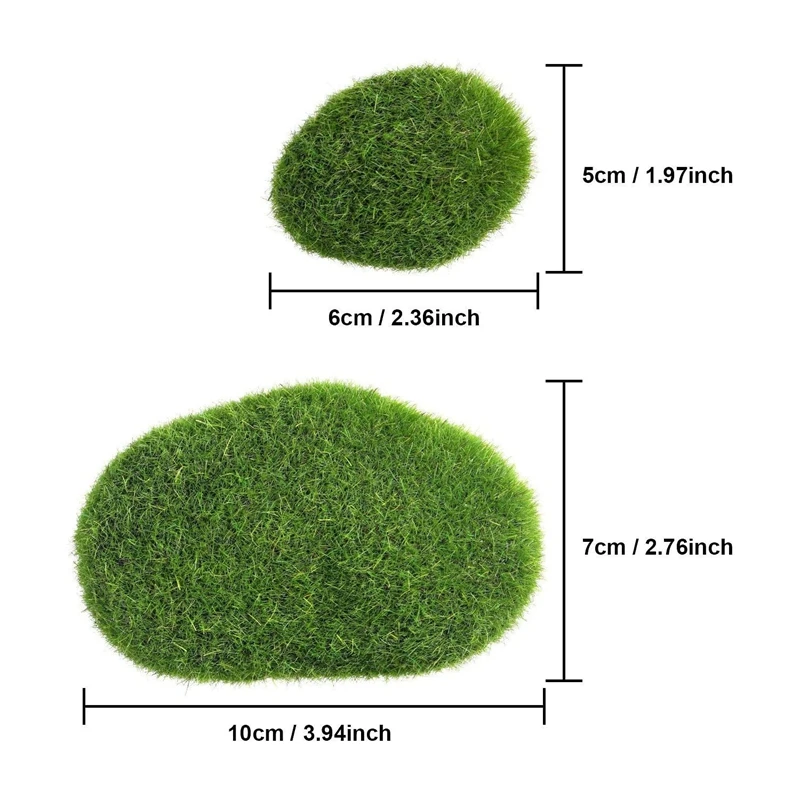 

22 Pieces 2 Sizes Artificial Moss Rocks Decorative Faux Green Moss Covered Stones