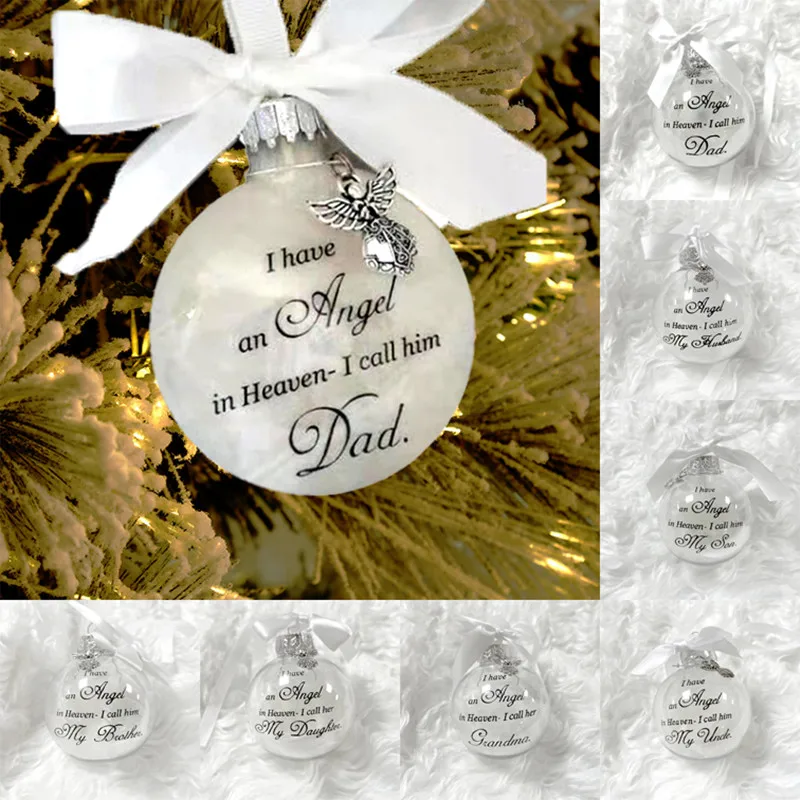 

Navidad 2022 Christmas Balls Angel Ornament Hanging Sign Pendant for Decorations I Have An Angel In Heaven Memorial Home Decor